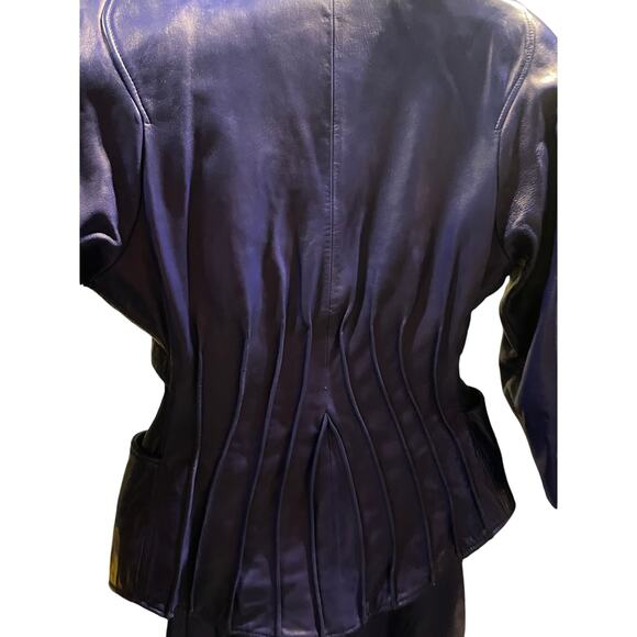 Jean Claude jitrois indigo leather skirt set 38 - Picture 11 of 14